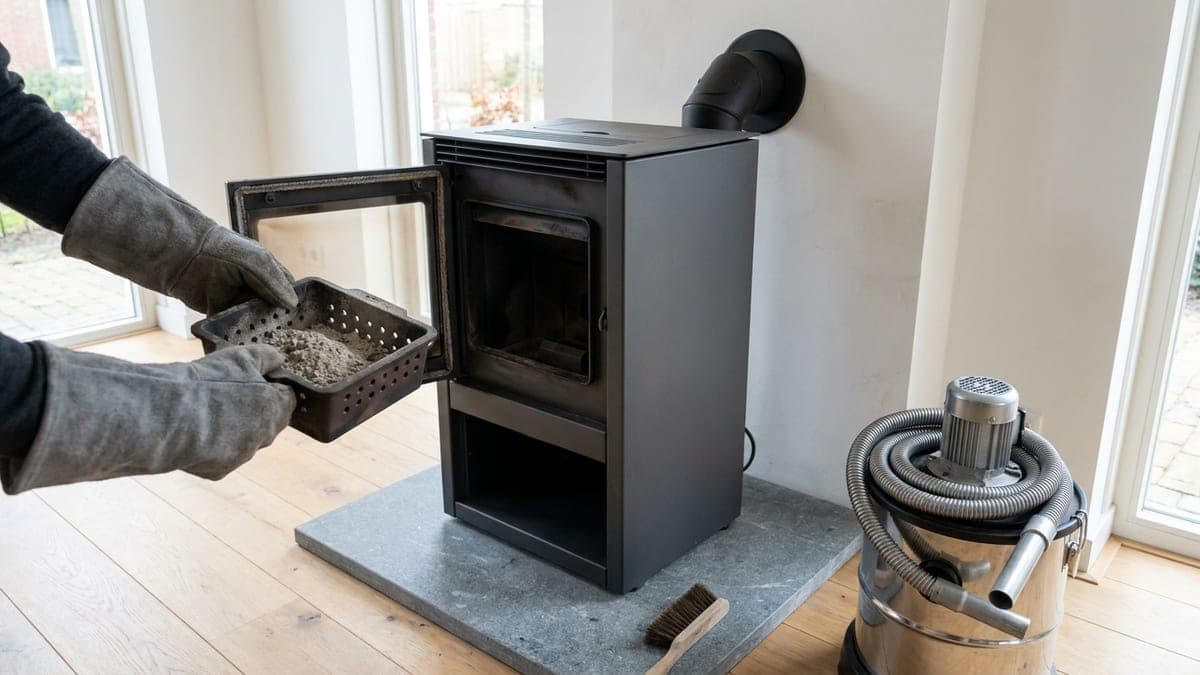 Pelletkachel onderhoud en schoonmaken: per dag, per 500 kilo en per jaar